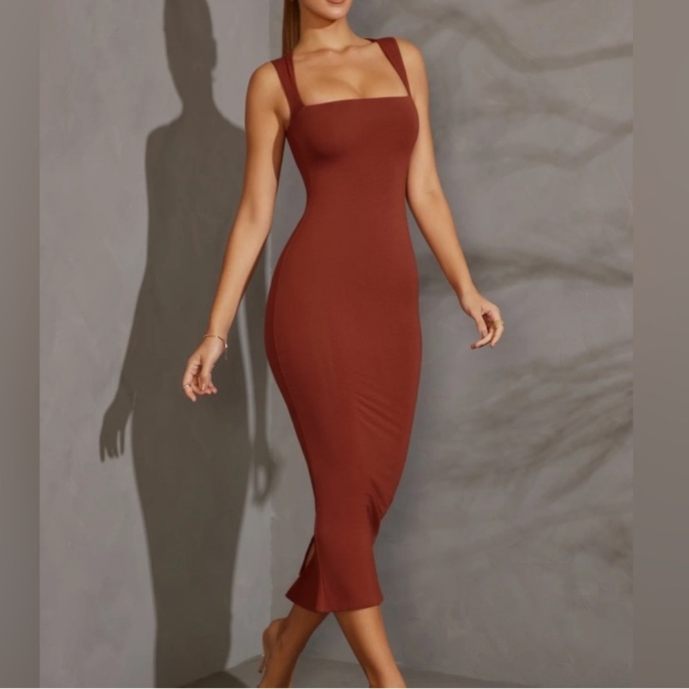Oh Polly Ainsley Tencel Modal Square Neck Midi Dress
